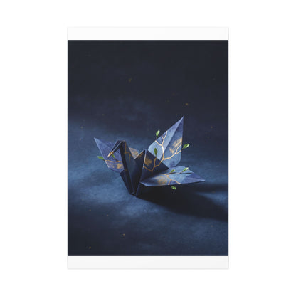 Kintsugi Paper Fold in Moonlight | Crackle Gold Canvas Art