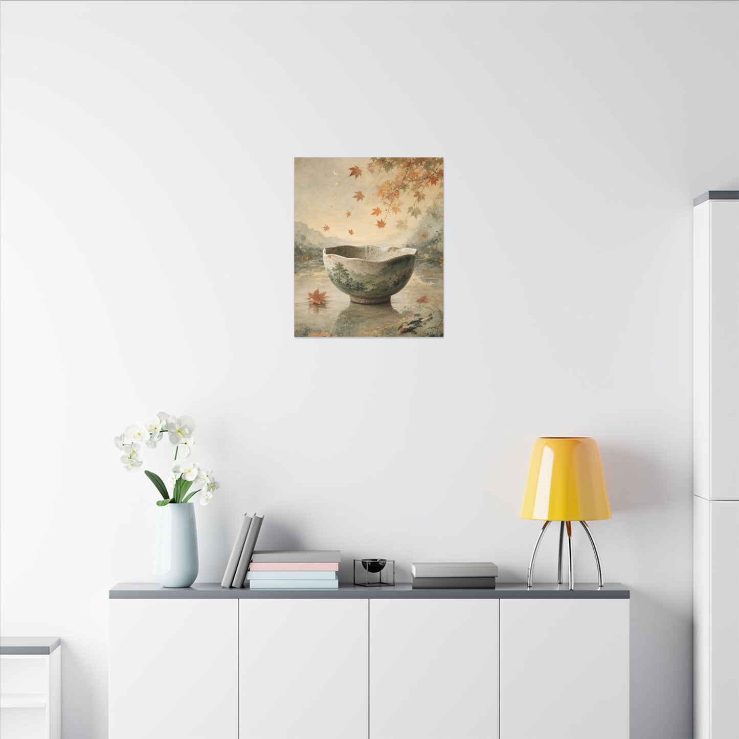 Autumn Ceramic Bowl Watercolor Canvas Art | Cozy Decor