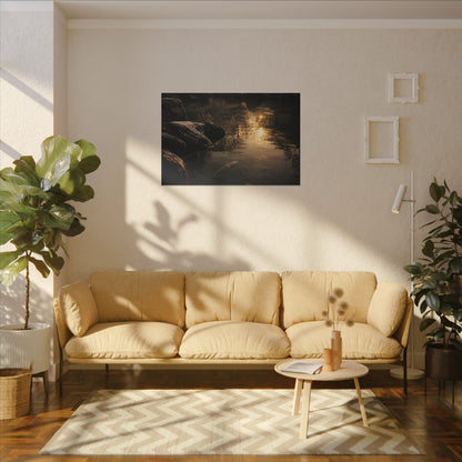 Winter Koi Pond Shadow Zen Canvas Art | Bold Decor