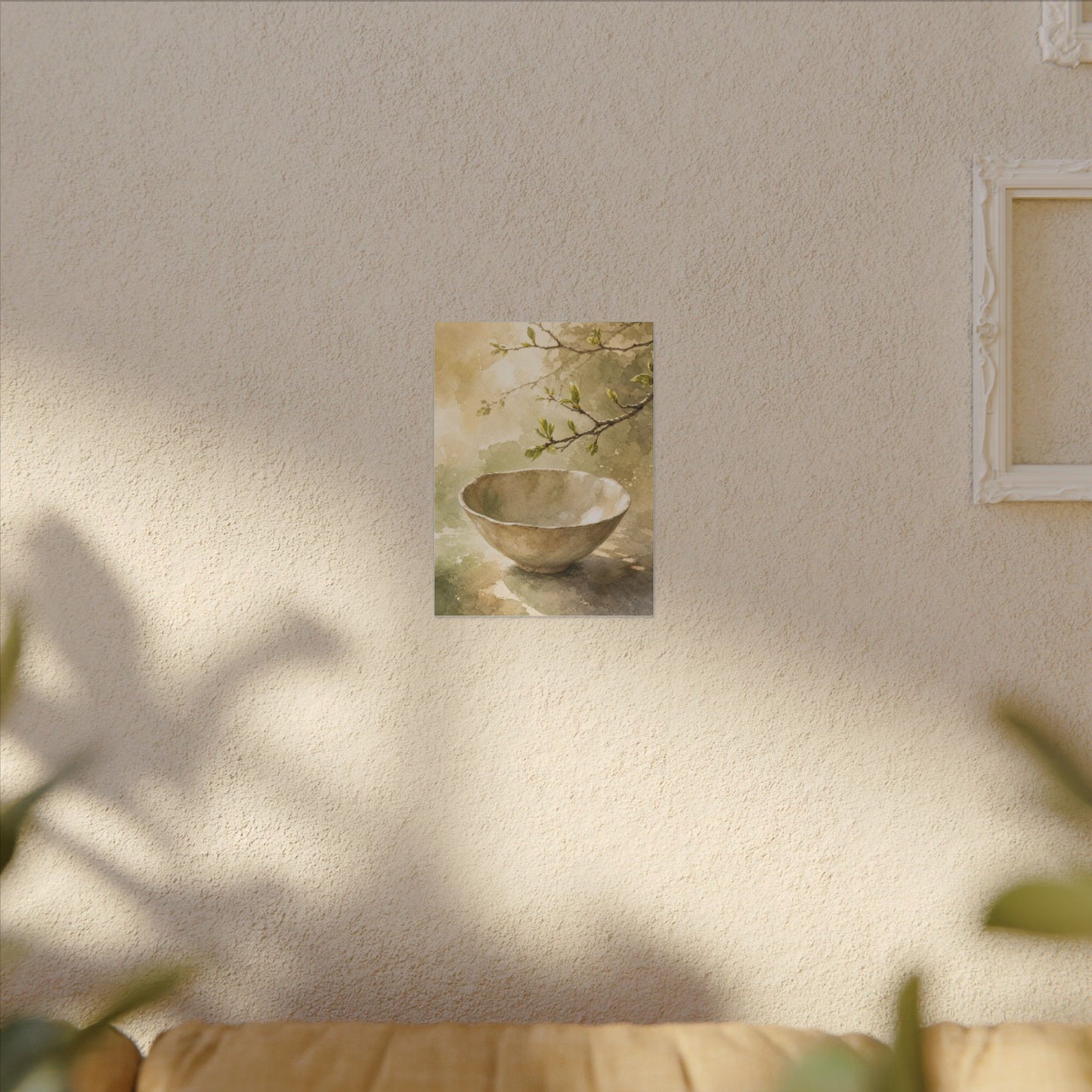 Warm Ceramic Bowl Canvas Art - Watercolor Japandi