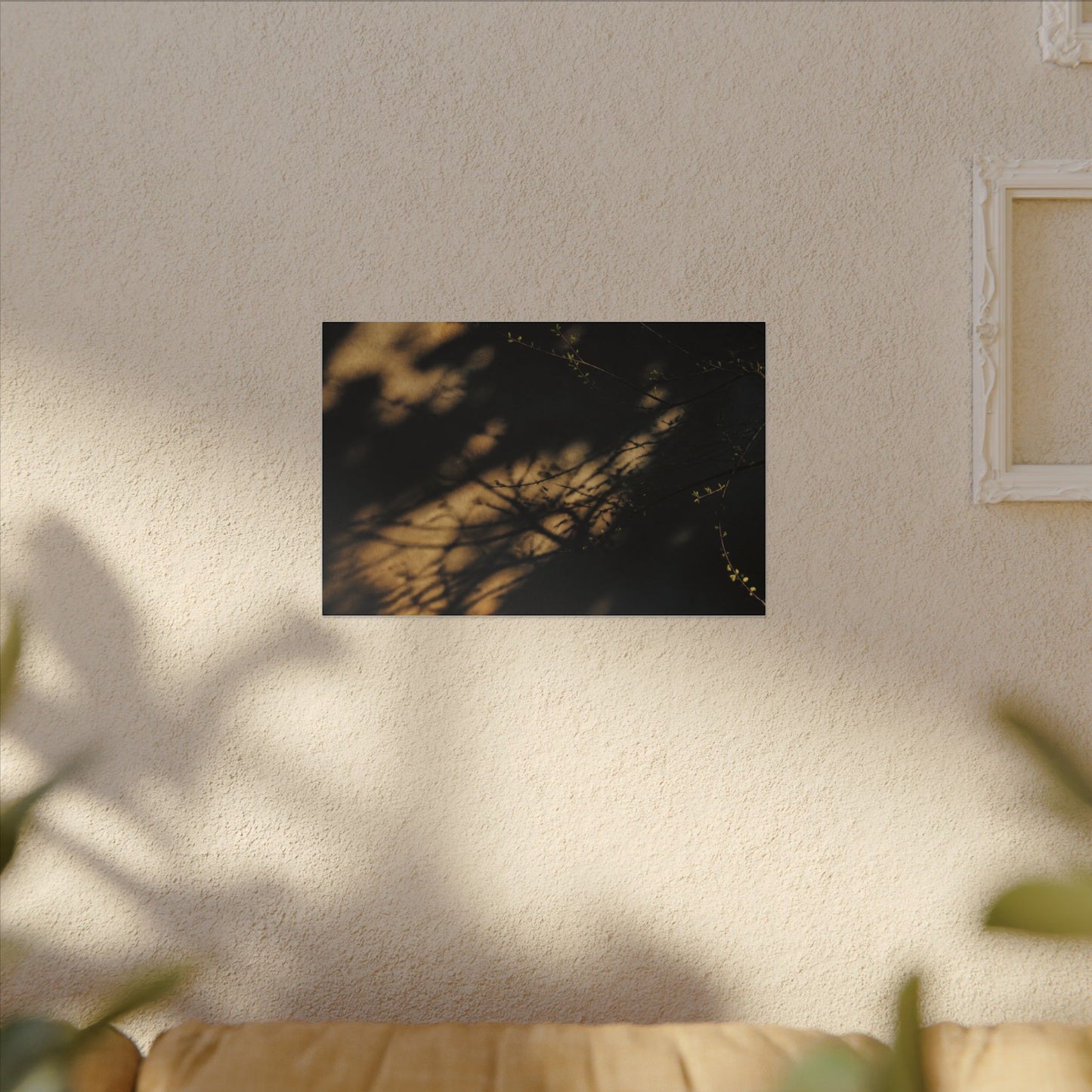 Moody Shadow Play Canvas Art - Moody Minimal Dark Japandi