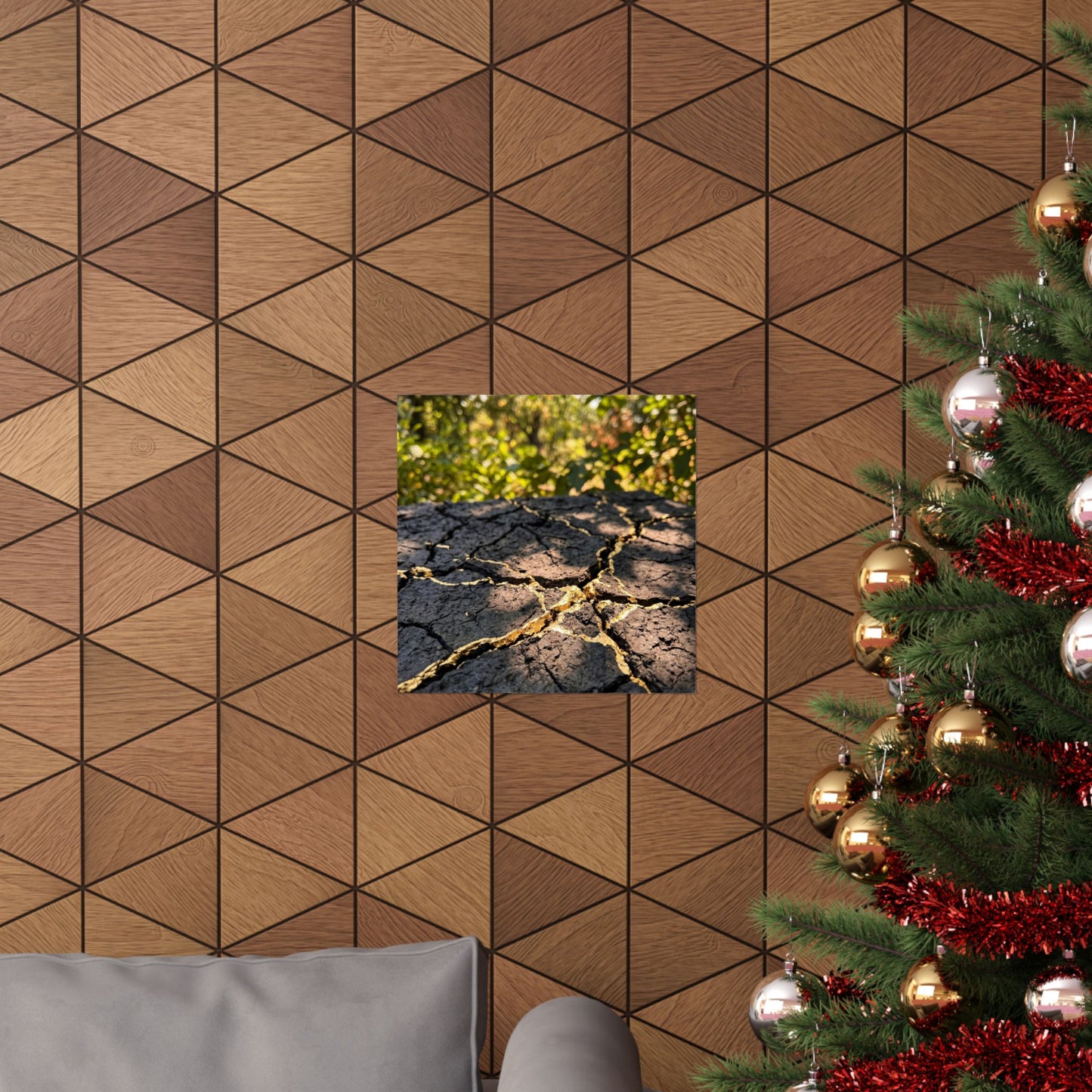 Cracked Earth Wall Art Print | Summer Kintsugi Gold Repair Art