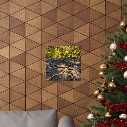Cracked Earth Wall Art Print | Summer Kintsugi Gold Repair Art