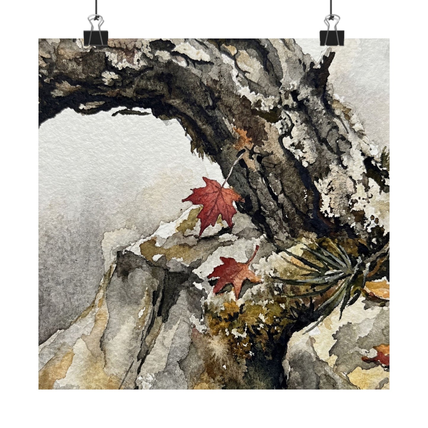 Autumn Pine Tree Watercolor Wall Art Print | Elegant Decor Art Print