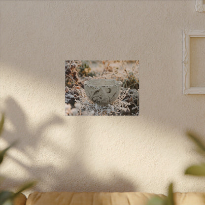 Japandi Ceramic Bowl in Golden Hour | Japanese Pattern Canvas Art
