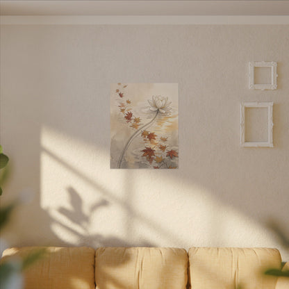 Lotus Flower Canvas Art | Autumn Japandi Minimal Line Art
