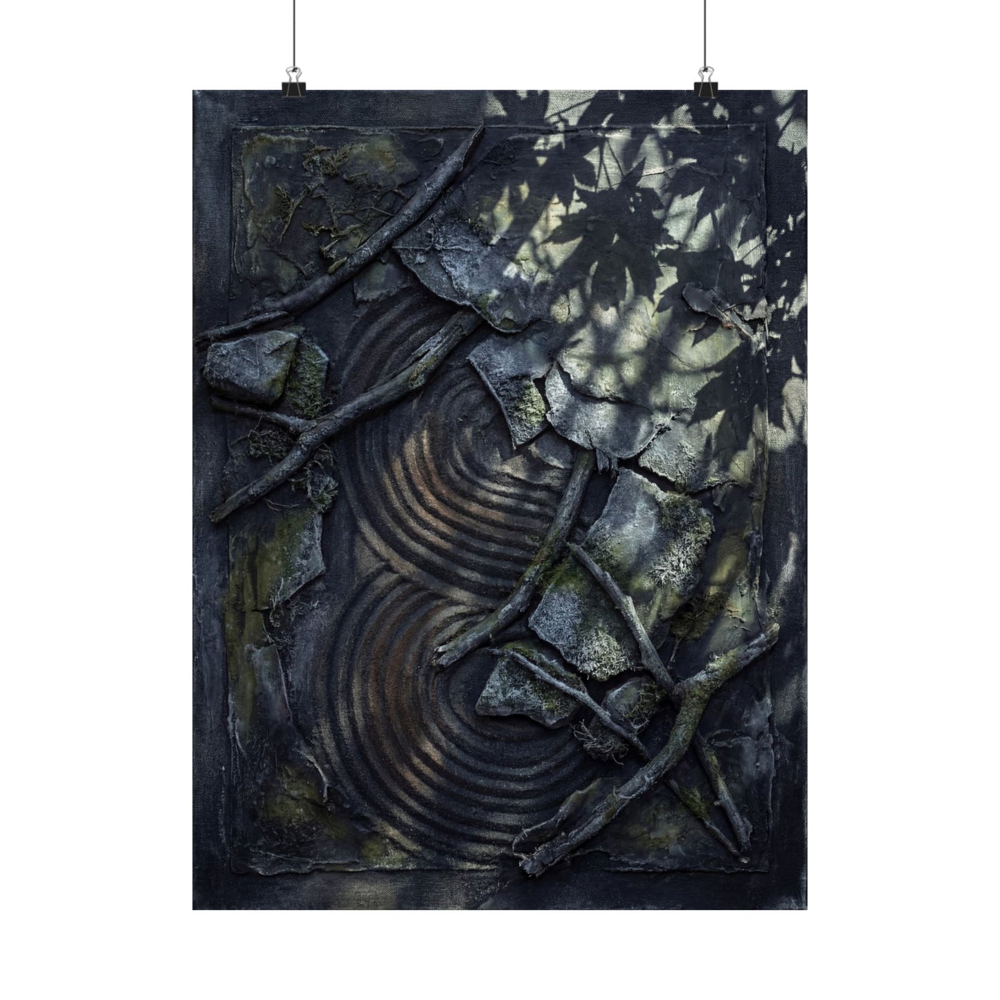 Winter Rock Garden Dark Texture Wall Art Print | Moody Decor Art Print