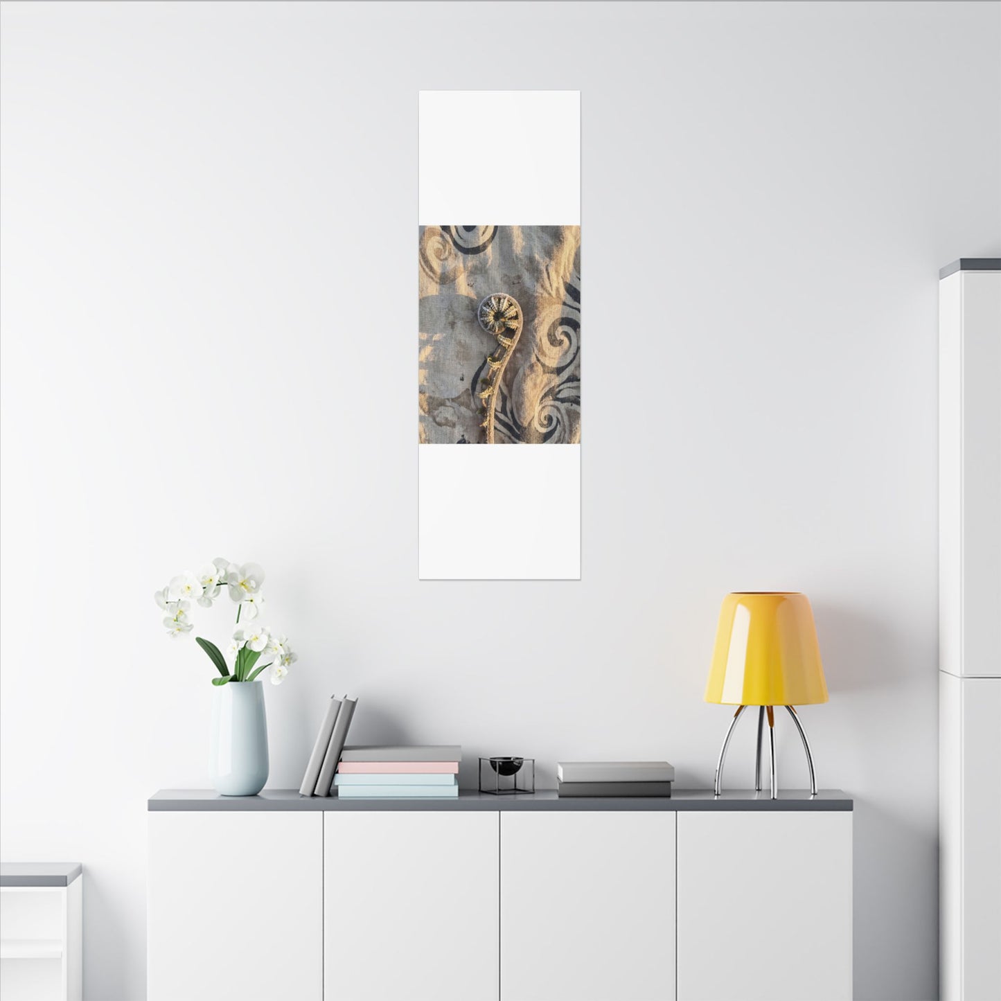 Fern Unfurling Canvas Art | Winter Japandi Japanese Pattern Art