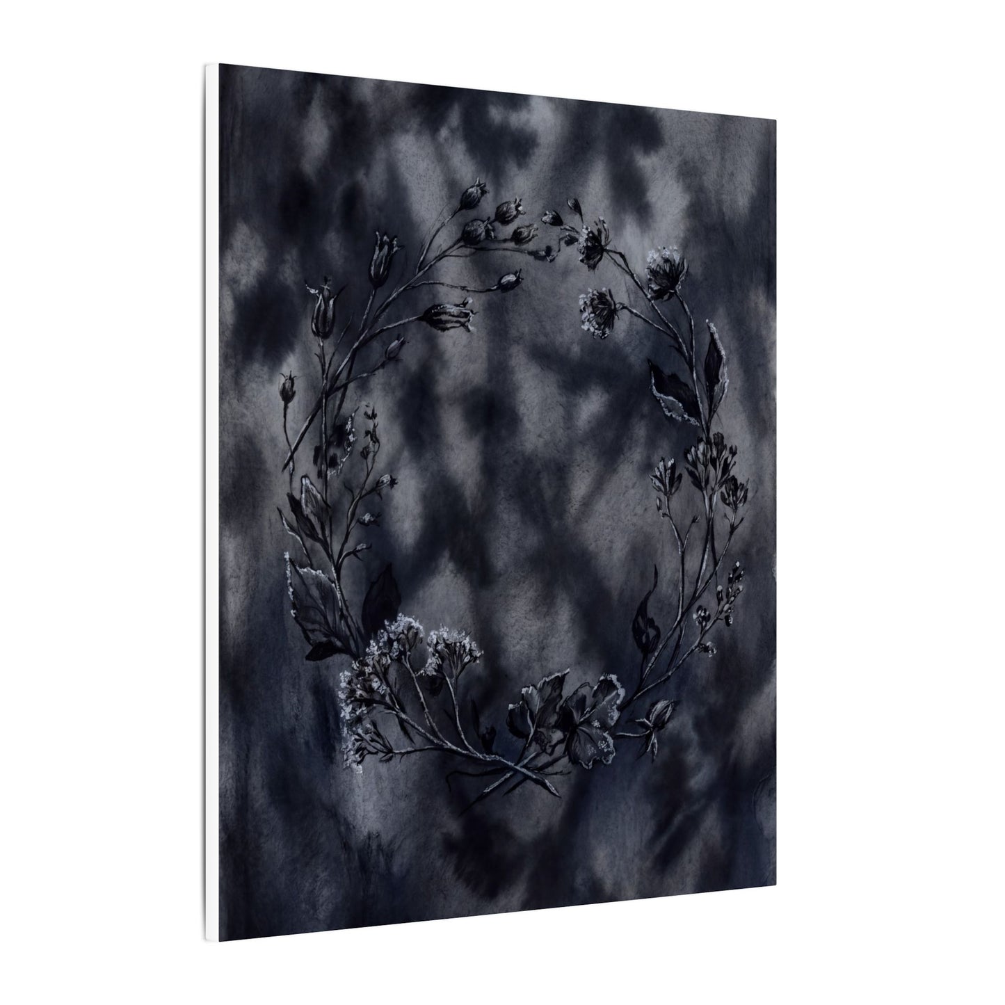 Dried Flowers Canvas Art | Winter Dark Japandi Shadow Zen Art