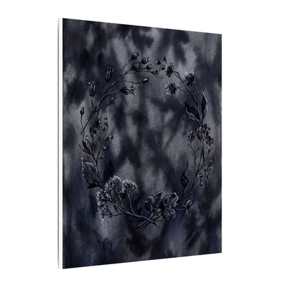 Dried Flowers Canvas Art | Winter Dark Japandi Shadow Zen Art