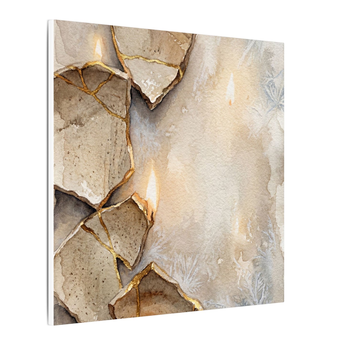 Broken Pottery Winter Canvas Art | Japandi Warm Design
