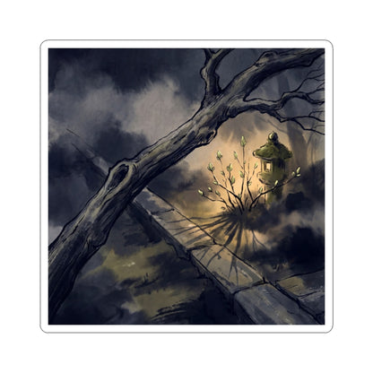 Atmospheric Moonlit Garden Sticker - Charcoal Ink Dark Japandi