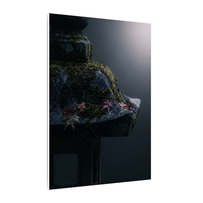Stone Lantern Moody Minimal Canvas Art | Sophisticated Dark Japandi Art