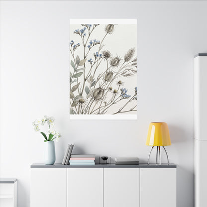 Dried Flowers Canvas Art | Summer Japandi Watercolor Art