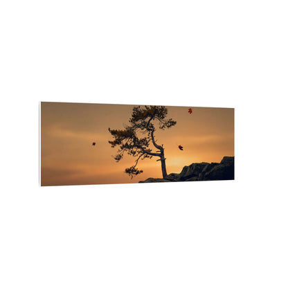 Dark Japandi Pine Tree in Golden Hour | Moody Minimal Canvas Art