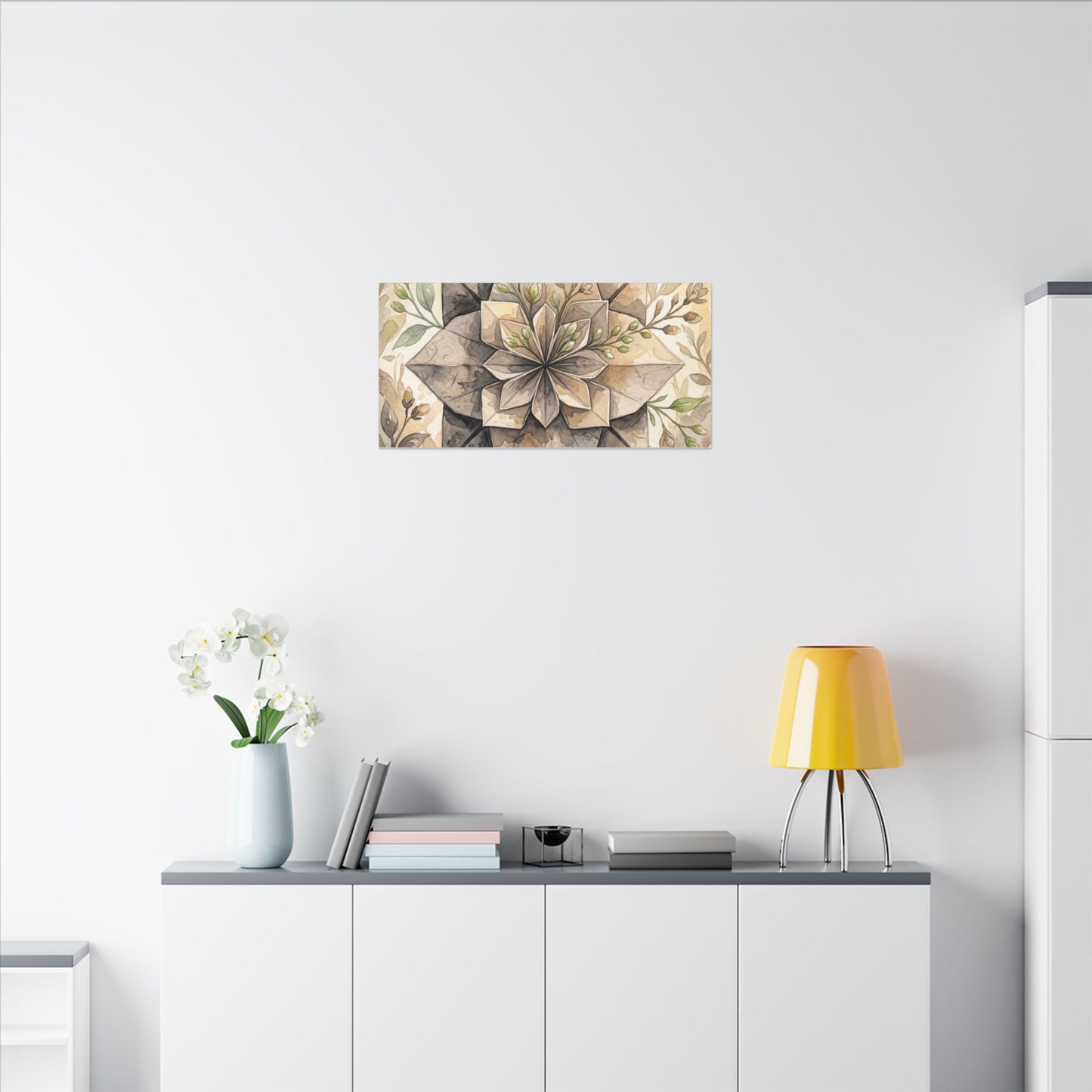 Warm Paper Fold Canvas Art - Watercolor Japandi