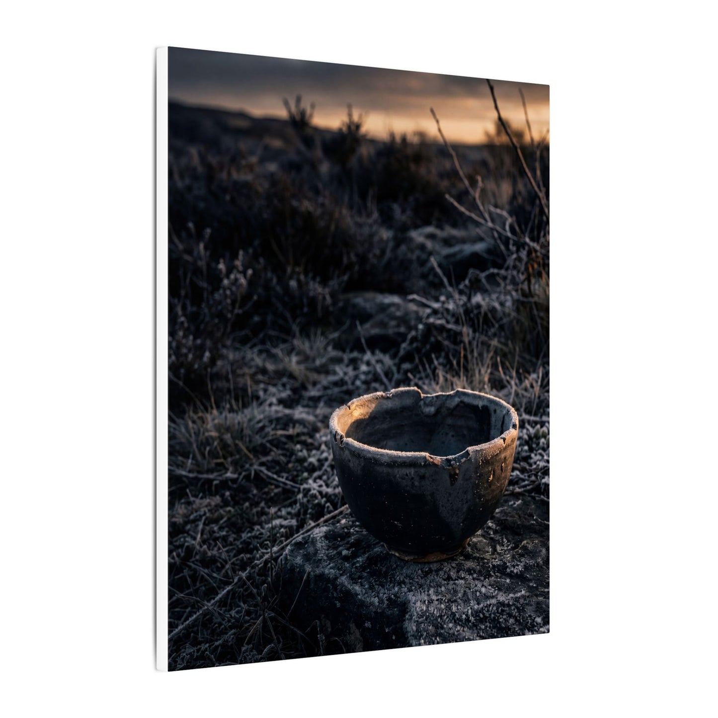 Kanso Ceramic Bowl Canvas Art - Dark Japandi Dark Texture