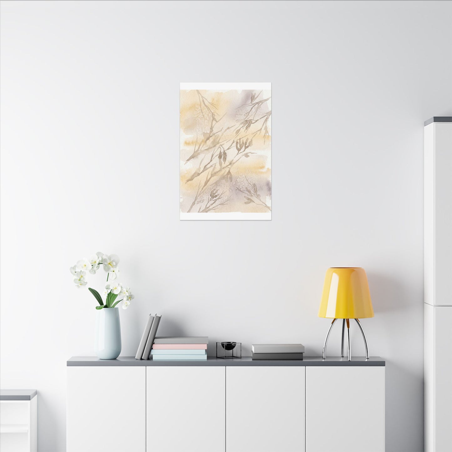 Shadow Play Winter Canvas Art | Japandi Warm Design