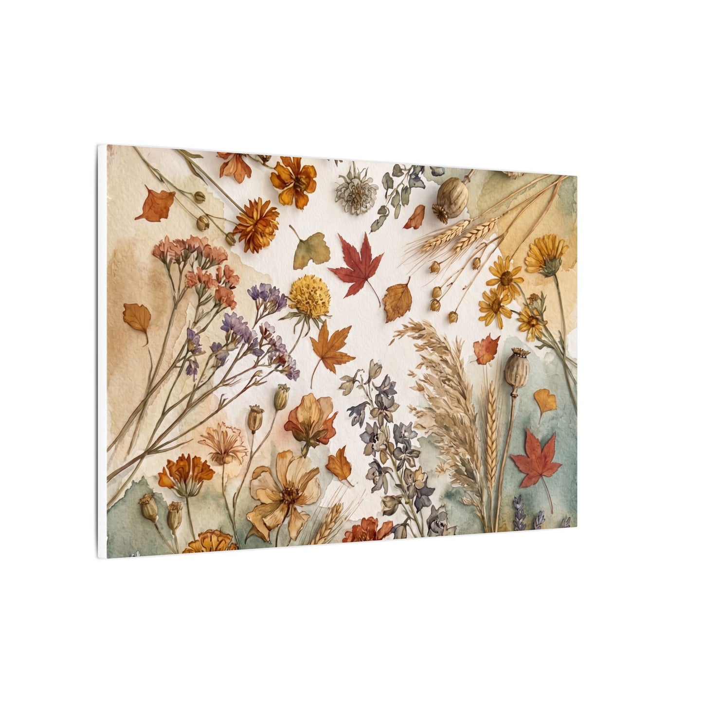 Dried Flowers Canvas Art | Autumn Japandi Watercolor Art