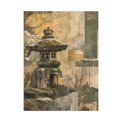 Elegant Stone Lantern Canvas Art - Texture Japandi