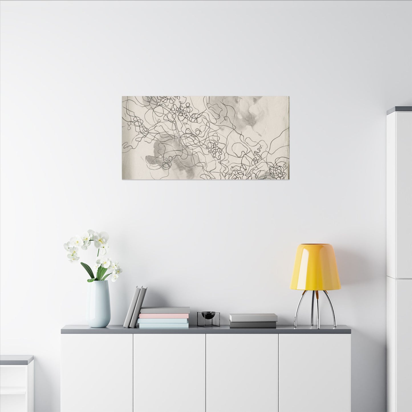 Summer Shadow Play Minimal Line Canvas Art | Earthy Decor