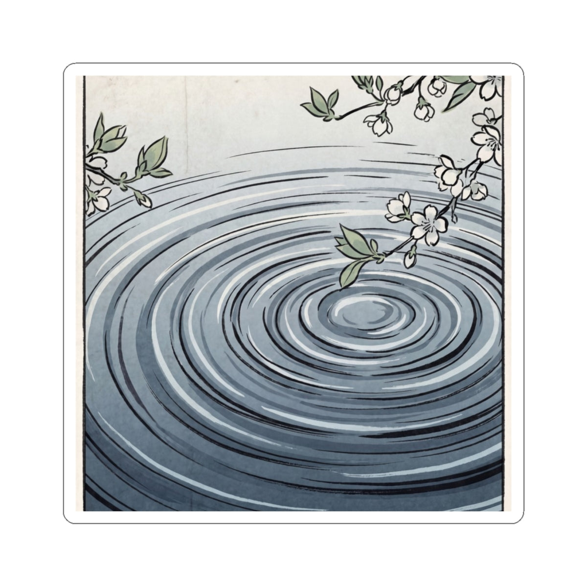 Water Ripple Spring Sticker | Zen Peaceful Design Art Print