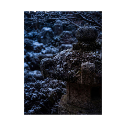 Winter Stone Lantern Shadow Zen Wall Art Print | Atmospheric Decor