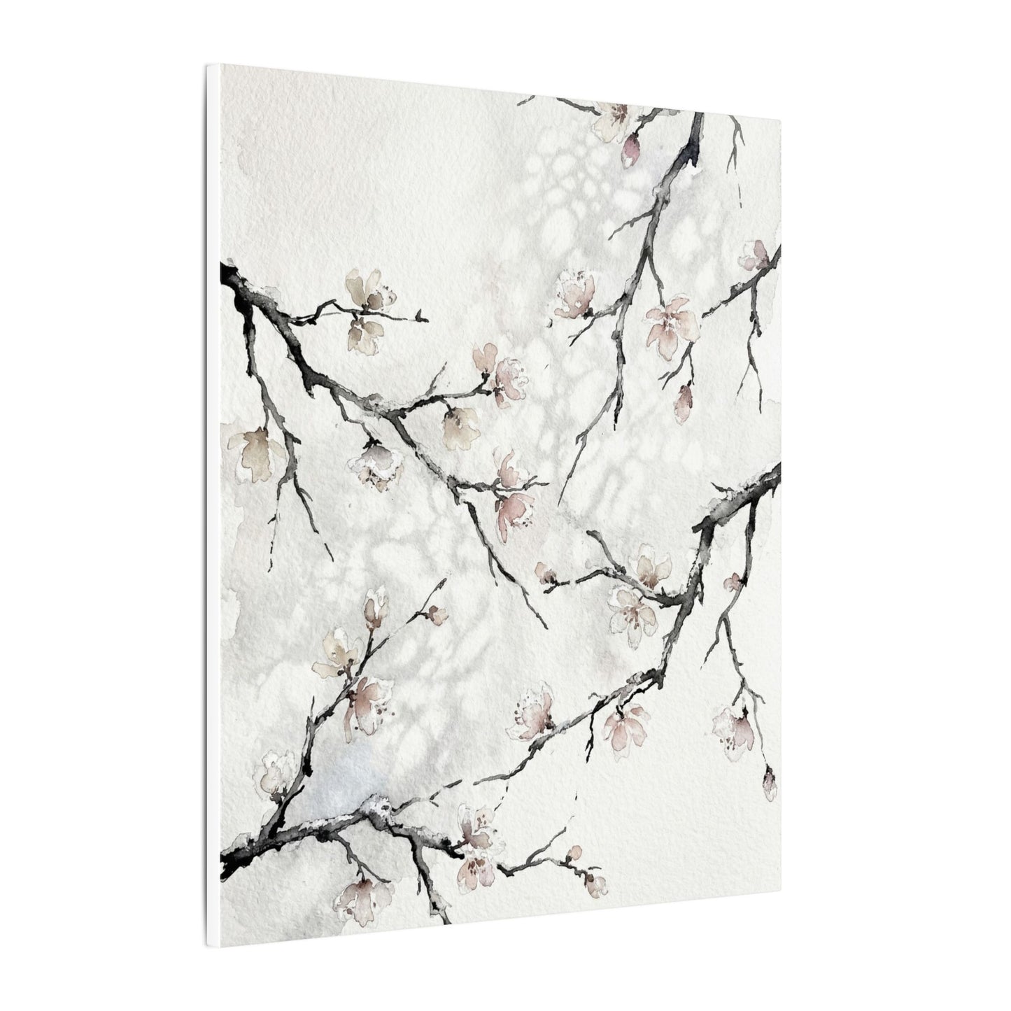 Cherry Blossom Canvas Art | Winter Japandi Watercolor Art