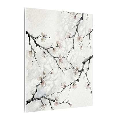 Cherry Blossom Canvas Art | Winter Japandi Watercolor Art