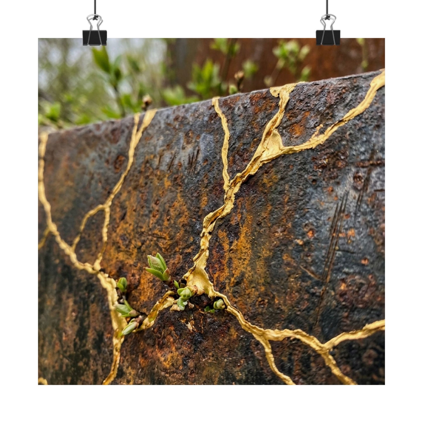 Philosophical Rust Patina Wall Art Print - Gold Repair Kintsugi