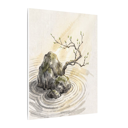 Serene Rock Garden Canvas Art - Sumi E Zen