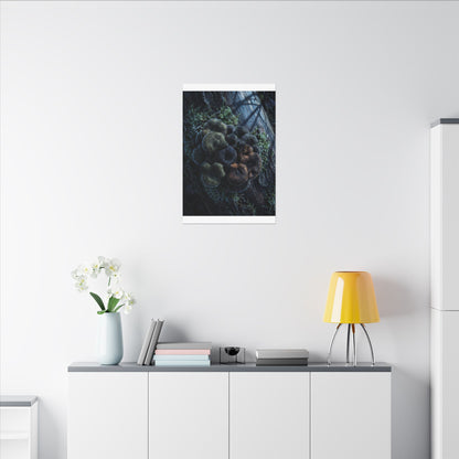 Wild Mushrooms Moody Minimal Canvas Art | Moody Dark Japandi Art