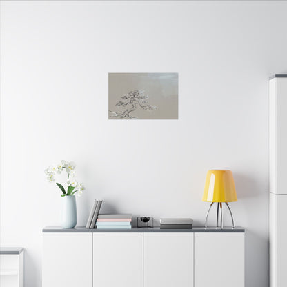 Pine Tree Minimal Line Canvas Art | Warm Japandi Art