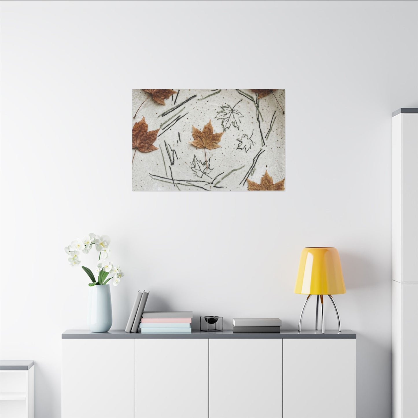 Ceramic Bowl Autumn Canvas Art | Japandi Elegant Design