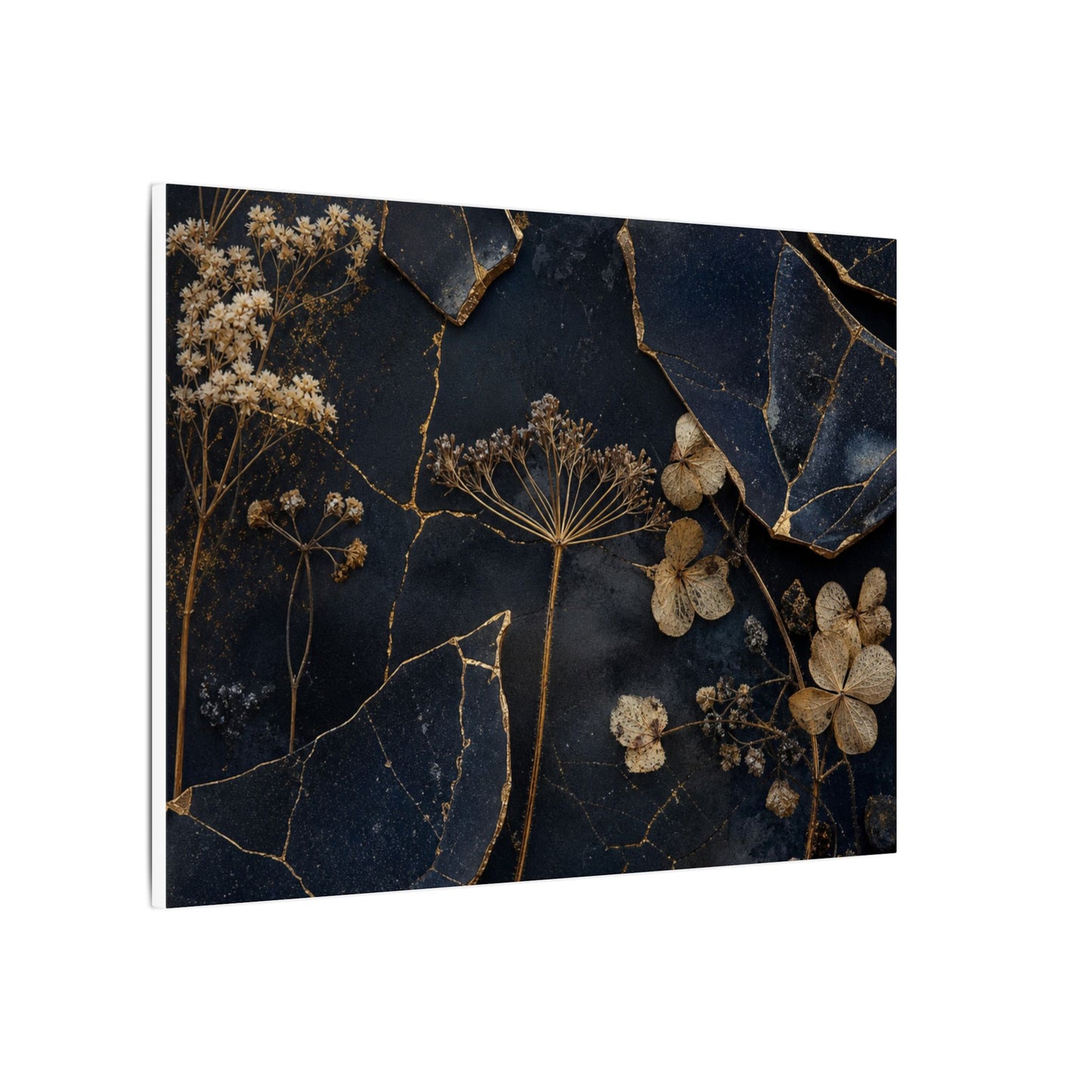 Philosophical Dried Flowers Canvas Art - Broken Beauty Kintsugi