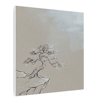 Pine Tree Minimal Line Canvas Art | Warm Japandi Art