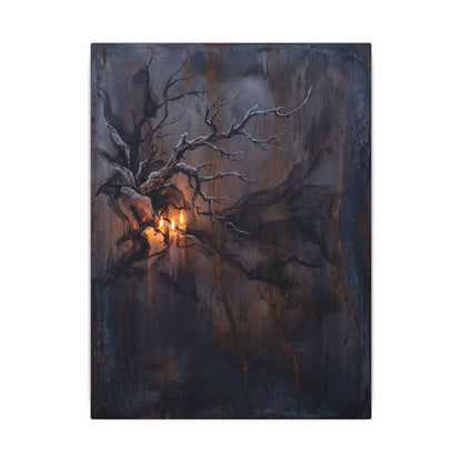 Winter Rust Patina Charcoal Ink Canvas Art | Atmospheric Decor