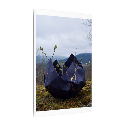 Paper Fold Canvas Art | Spring Kintsugi Gold Repair Art