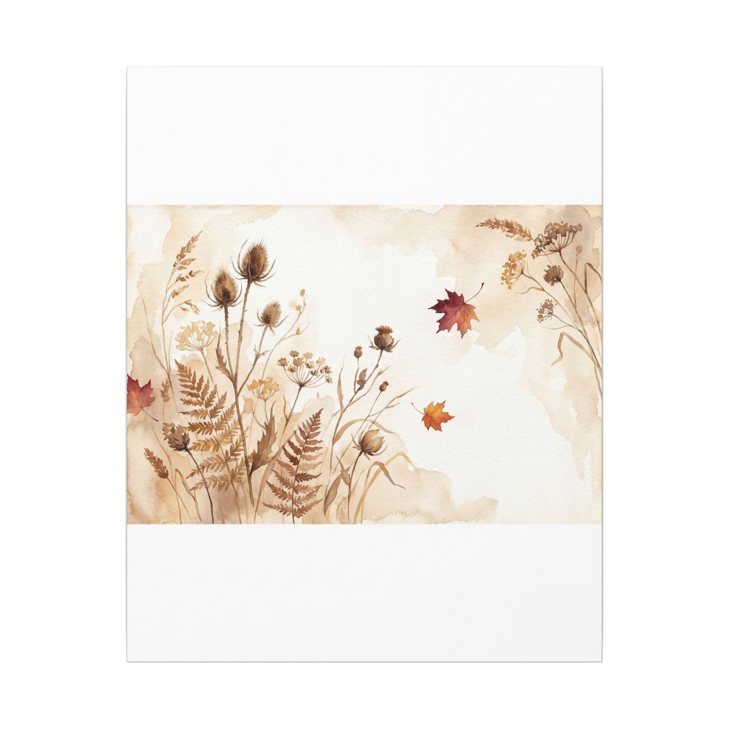 Dried Flowers Canvas Art | Autumn Japandi Watercolor Art