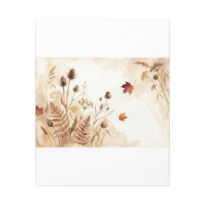 Dried Flowers Canvas Art | Autumn Japandi Watercolor Art