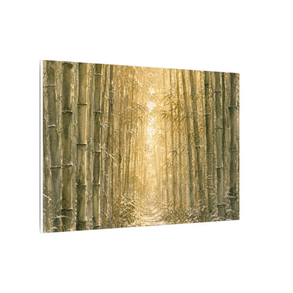 Bamboo Grove Winter Canvas Art | Japandi Elegant Design