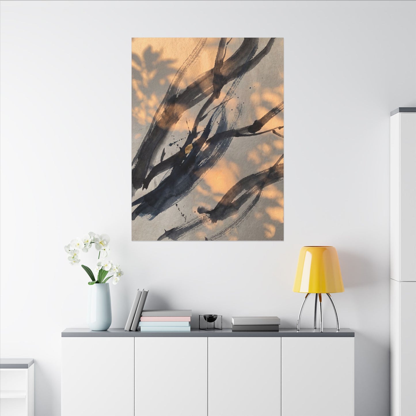 Datsuzoku Ink Brushstroke Canvas Art - Dark Japandi Shadow Zen
