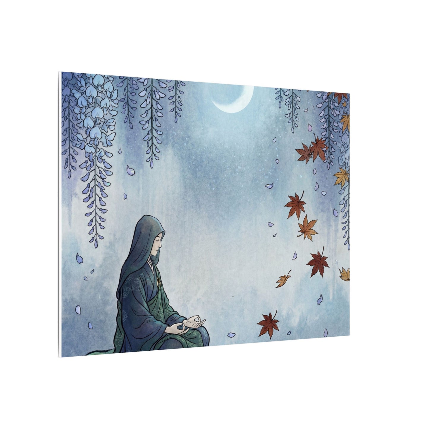 Zen Wisteria in Moonlight | Ukiyo E Inspired Canvas Art