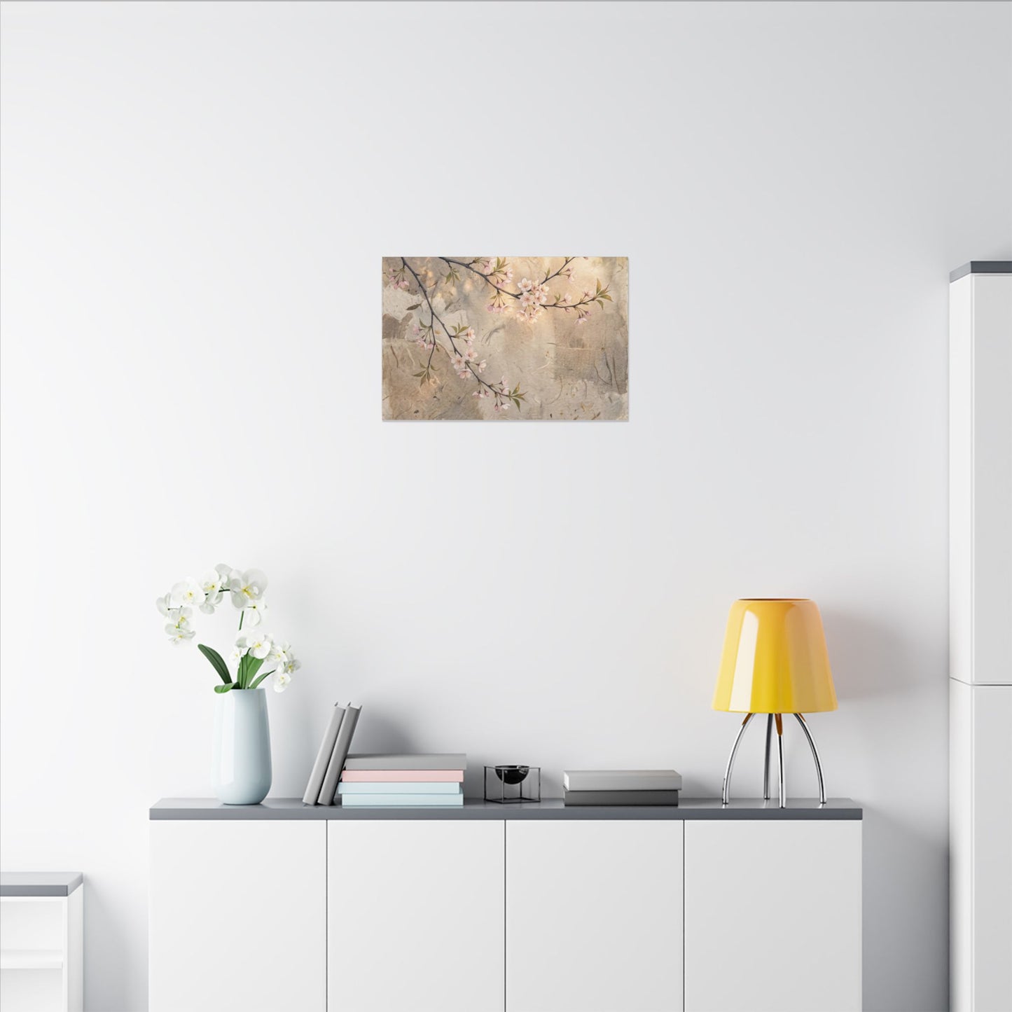 Summer Cherry Blossom Texture Canvas Art | Neutral Decor