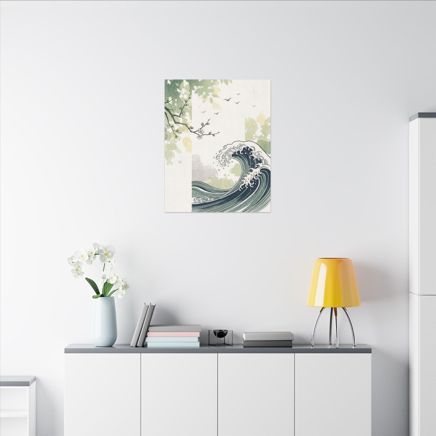 Spring Ocean Wave Ukiyo E Inspired Canvas Art | Serene Decor