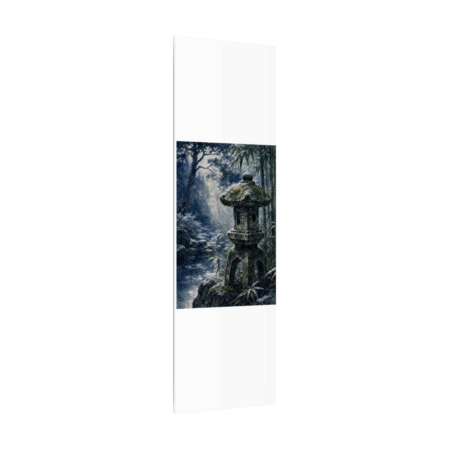 Zen Stone Lantern in Dappled | Sumi E Canvas Art