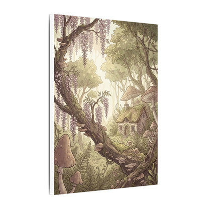 Summer Wisteria Mushroom Illustration Canvas Art | Enchanting Decor