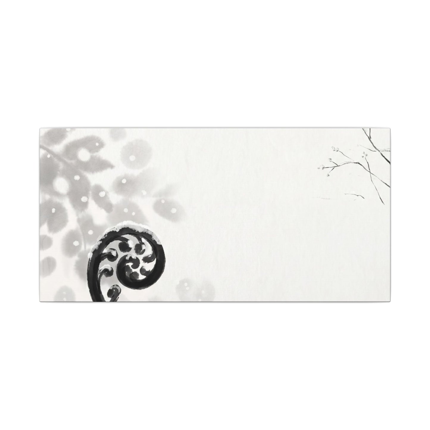 Winter Fern Unfurling Ukiyo E Inspired Canvas Art | Peaceful Decor
