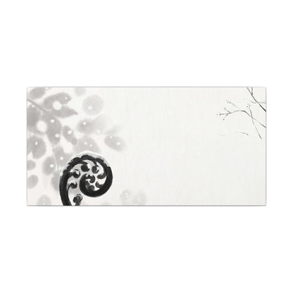 Winter Fern Unfurling Ukiyo E Inspired Canvas Art | Peaceful Decor