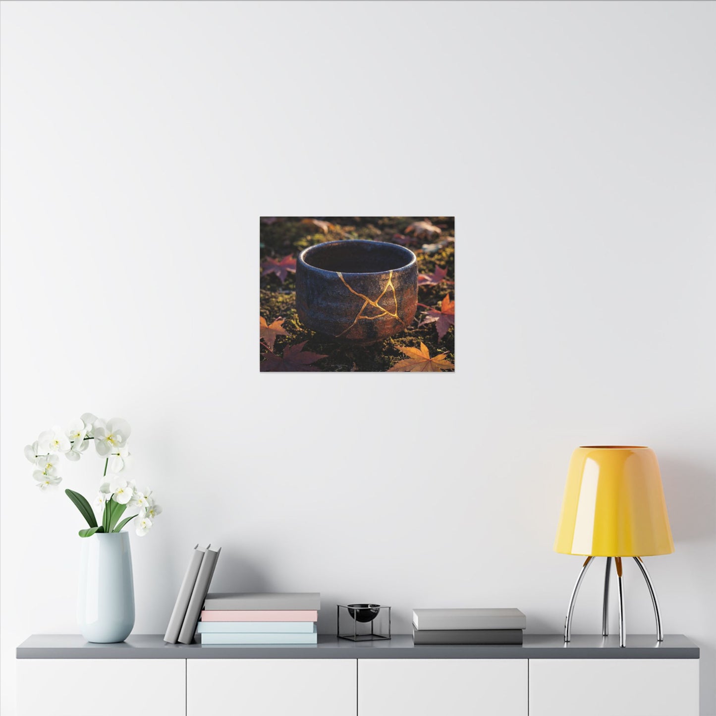 Kanso Moonlit Garden Canvas Art - Kintsugi Gold Repair